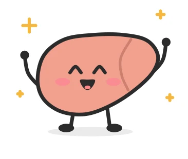 웃으며 두 팔을 든 간 캐릭터 간이